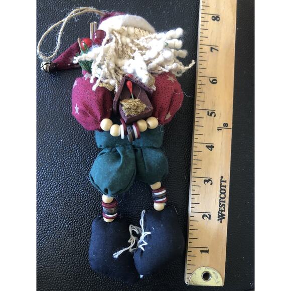Vintage Primitive Folk Art Fabric Woodland Santa Figurine Ornament - Picture 6 of 8